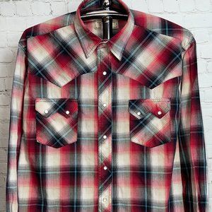 VINTAGE WRANGLER MEN'S WESTERN PEARL SNAP LONG SLEEVE SHIRT